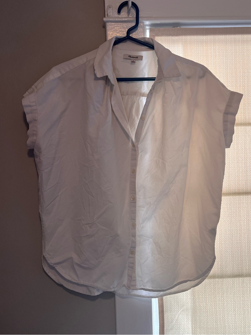 Madewell White Short-Sleeve Casual Button-Down Shirt